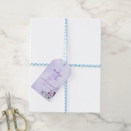 Elegante Paarse Waterverf Bloemen Cadeaulabel