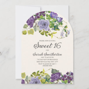 Elegante Paarse Waterverf Bloemenwijnstokken Sweet Kaart