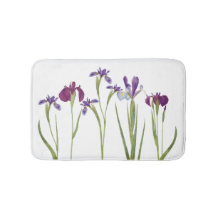 Elegante Paarse Waterverf Iris Flowers Botanical Badmat