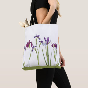 Elegante Paarse Waterverf Iris Flowers Botanical Draagtas