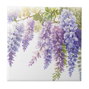 Elegante paarse waterverf wisteria blauw bloemig tegeltje