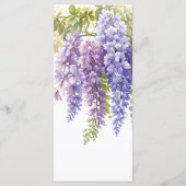 Elegante paarse waterverf wisteria bloemenbruiloft menu (Achterkant)