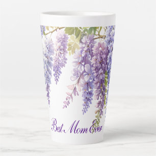 Elegante paarse waterverf wisteria bloemenmam latte mok