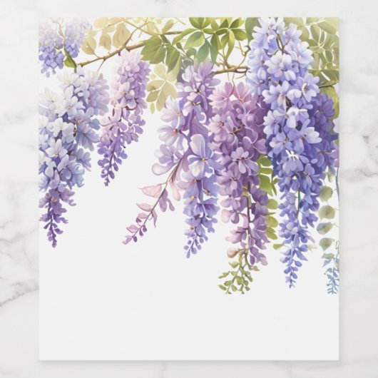 Elegante paarse waterverf wisteria paarse bloemen wijn etiket (Enkel label)