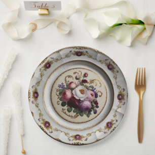 Elegante paarse wilde bloem Floral Keramische brui Papieren Bordje