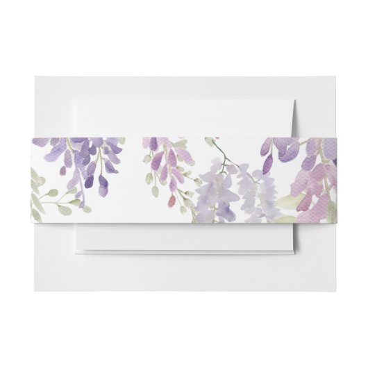Elegante Paarse Wisteria Bloemen Bruiloft Uitnodigingen Wikkel (Voorkant Voorbeeld)