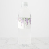 Elegante Paarse Wisteria Bloemen Bruiloft Waterfles Etiket (Achterkant)