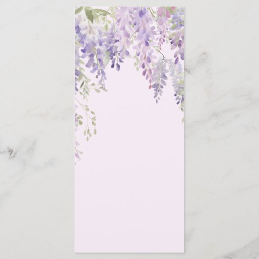 Elegante paarse Wisteria bloemen trouwmenu Menu (Achterkant)