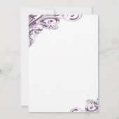Elegante Paarse Witte Bloeiende Bruiloft Kaart (Achterkant)