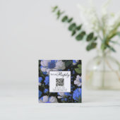 Elegante paarse witte zilveren bloemenQR-code Informatiekaartje (Staand voorkant)