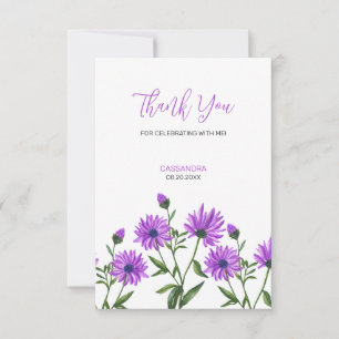 Elegante Paarse Xeranthemum Bloemen Dank u Bedankkaart
