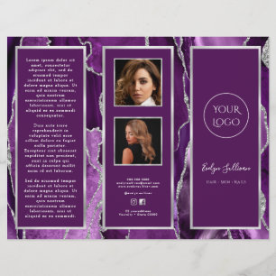 Elegante Paarse zilveren agaat brochure