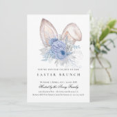 Elegante Paasbrunch Bloemen Blauw Kaart (Staand voorkant)