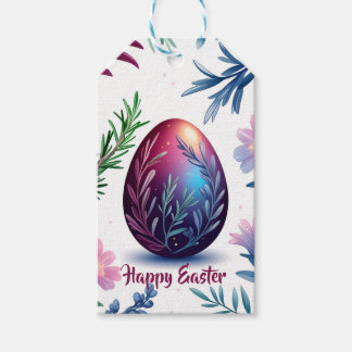 Elegante Paasei Botanische Kunst Cadeaulabel