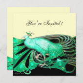 ELEGANTE PAAUWIN ZWART, GROEN EN GOUD KAART (Voorkant / Achterkant)