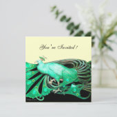 ELEGANTE PAAUWIN ZWART, GROEN EN GOUD KAART (Staand voorkant)