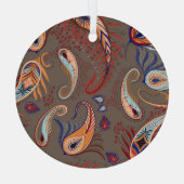 Elegante Paisley Print:  Patroon Glas Ornament (Achterkant)