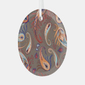 Elegante Paisley Print:  Patroon Glas Ornament (Voorkant links)