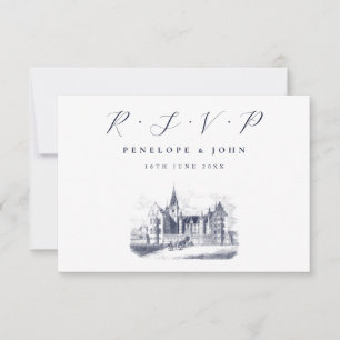 Elegante Paleis Illustratie Bestemming Trouwen RSVP Kaartje