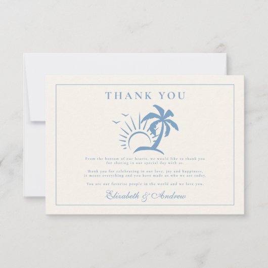 Elegante Palm Tree Hand getrokken bruiloft Bedankkaart (Voorkant)