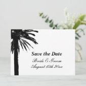 Elegante palmboom strand bruiloft bewaar de datumk save the date (Staand voorkant)