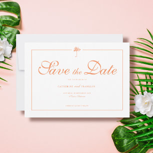 Elegante Palmboom Tropische Bruiloft Save The Date