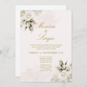 Elégante pampa beige Faire-part de mariage en espa (Devant / Derrière)