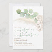 Elegante Pampas En Ivoren Rozen Shower Uitnodiging (Voorkant)