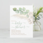 Elegante Pampas En Ivoren Rozen Shower Uitnodiging (Staand voorkant)