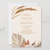 Elégante Pampas Gold Grass Wedding Invitations (Devant)