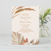 Elégante Pampas Gold Grass Wedding Invitations (Debout devant)