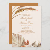 Elégante Pampas Gold Grass Wedding Invitations (Devant / Derrière)