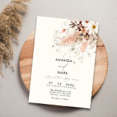 Elegante Pampas Grass Boho Wildflower Wedding Kaart