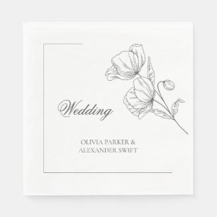 Elegante papaver bloem moderne bruiloft Papier ser Servet