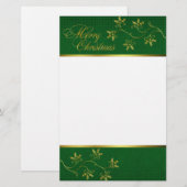 Élégante papeterie de Noël Golden Holly (Devant / Derrière)