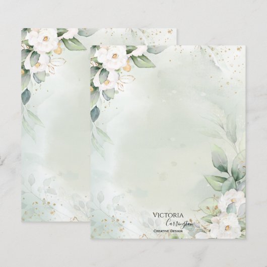 Élégante papeterie professionnelle Floral Gold Gre (Devant / Derrière)