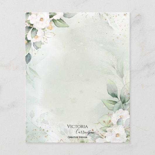 Élégante papeterie professionnelle Floral Gold Gre (Devant)