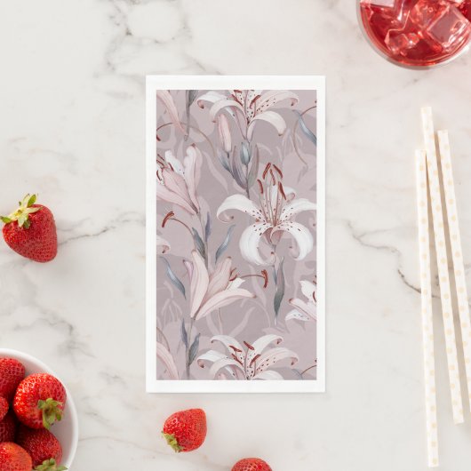 Elegante papieren gastendoek met lelie servet (Insitu)