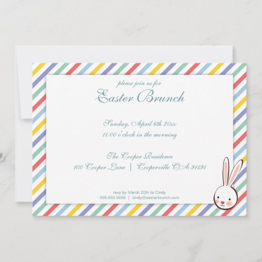 Elégante Pâques Stripes Brunch Invitation (Devant)