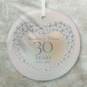 Elegante Parel 30e Huwelijksverjaardag Glas Ornament