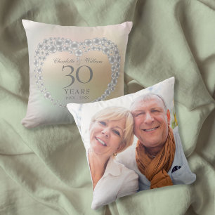 Elegante parel 30e trouwjubileum foto kussen