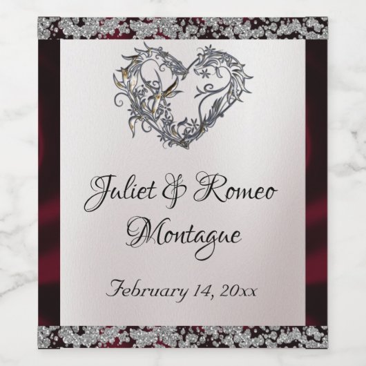 Elegante parel, Bourgogne lint & Sparkle Wijn Etiket (Enkel label)