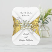 Elegante Parel Geelgoud Witte Diamant Verjaardag Kaart (Staand voorkant)