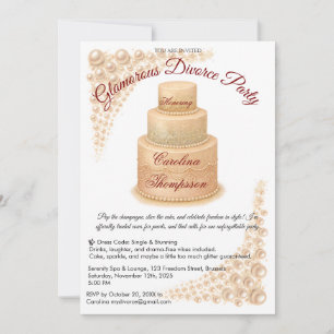 Elegante parel & glitter echtscheidingsfeest glamo kaart