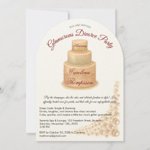 Elegante parel & glitter echtscheidingsfeest glamo kaart