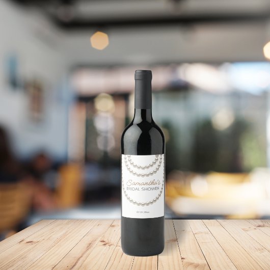 Elegante parel kettingen Vrijgezellenfeest Wijn Etiket