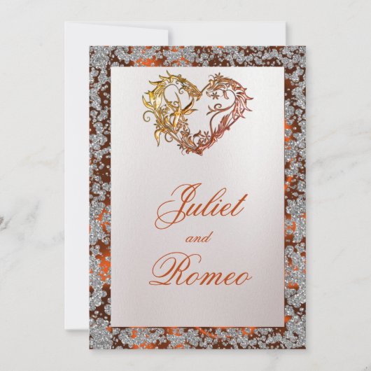 Elegante parel, koperlint & sprankeling 2 kaart (Voorkant)