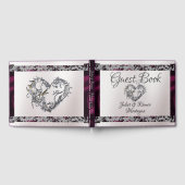 Elegante parel, Paarse lint & sprankeling Gastenboek (Volledig)