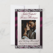 Elegante parel, Paarse lint & sprankeling Save The Date (Achterkant)