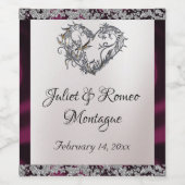 Elegante parel, Paarse lint & sprankeling Wijn Etiket (Enkel label)